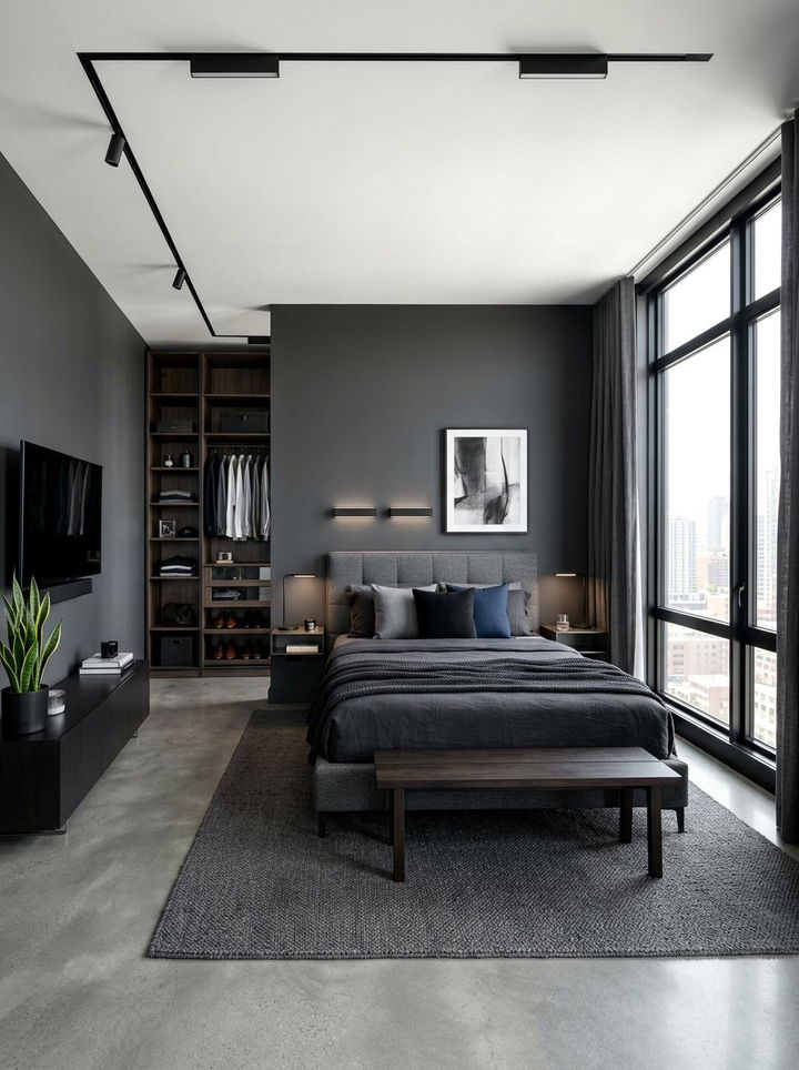 Graphite Sleek Bedroom - 30 monochromatic bedroom ideas