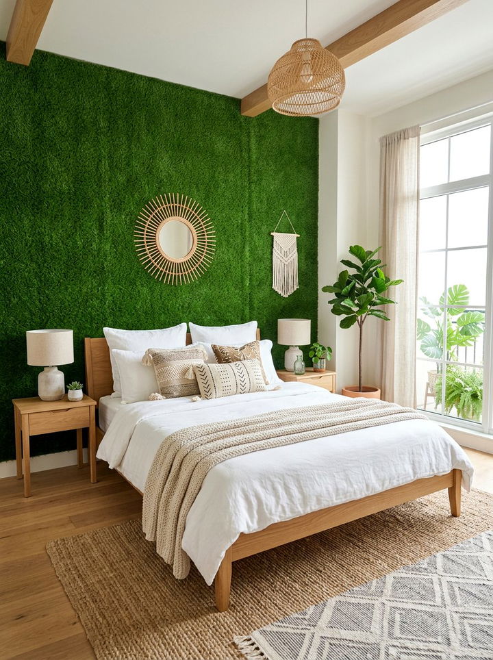 Grass textured accent wall - 30 soccer bedroom ideas