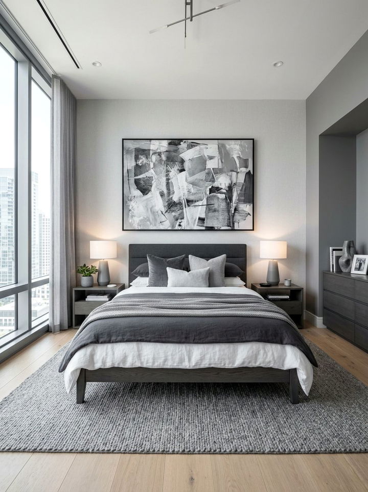Gray Abstract Wall Art - 30 gray bedroom accessories ideas