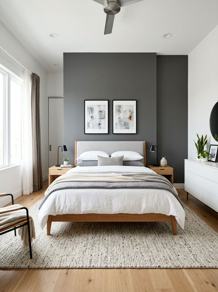 Gray Accent Wall - 30 gray bedroom design ideas