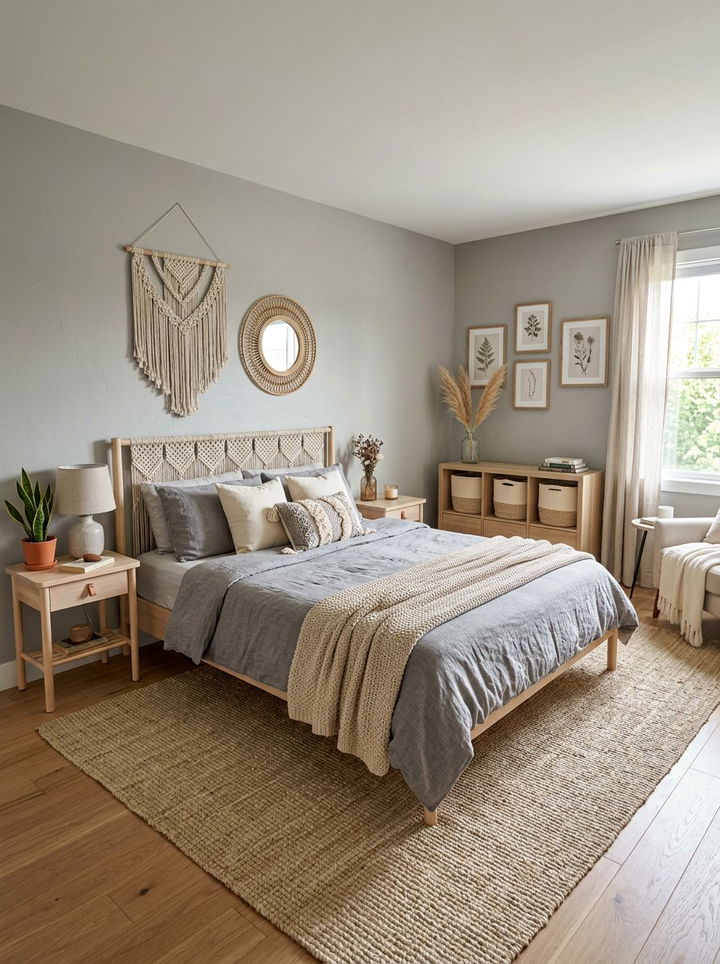 Gray And Beige Boho Bedroom - 30 bohemian gray bedroom ideas