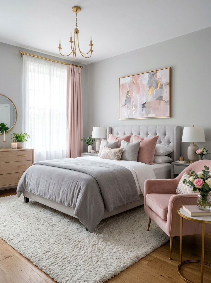 Gray And Blush Pink Bedroom - 30 gray bedroom ideas