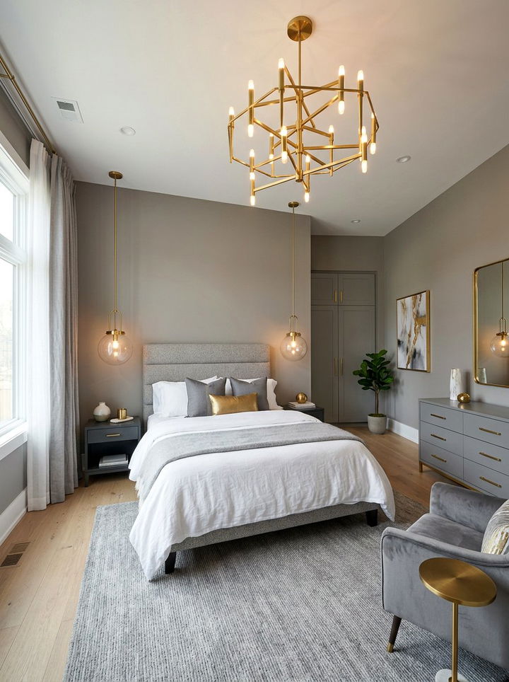 Gray And Brass Lighting Bedroom - 30 modern gray bedroom ideas