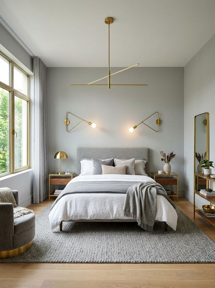 Gray And Brass Minimalist Bedroom - 30 minimalist gray bedroom ideas