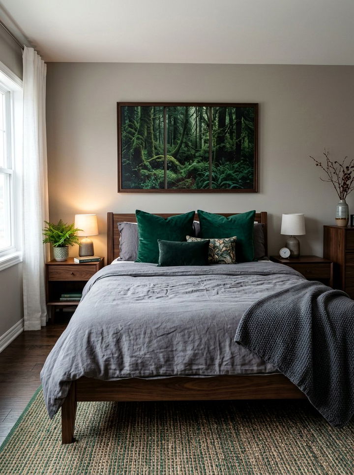 Gray And Emerald Green Bedding - 30 bedroom gray bedding ideas