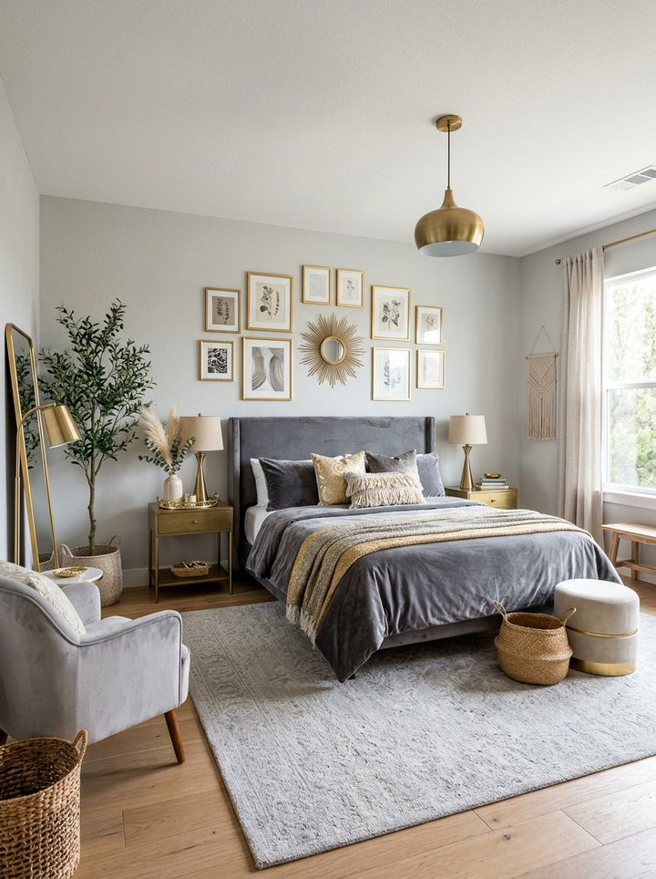 Gray And Gold Boho Bedroom - 30 bohemian gray bedroom ideas