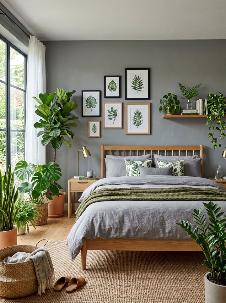 Gray And Green Botanical Bedroom - 30 contemporary gray bedroom ideas