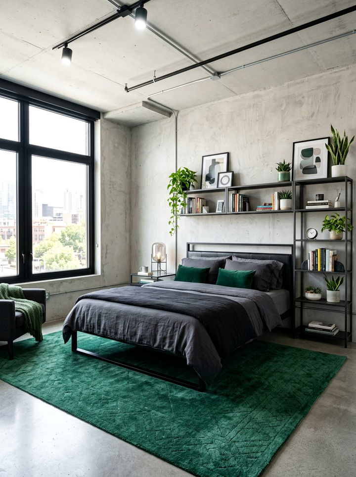Gray And Green Industrial - 30 industrial green bedroom ideas