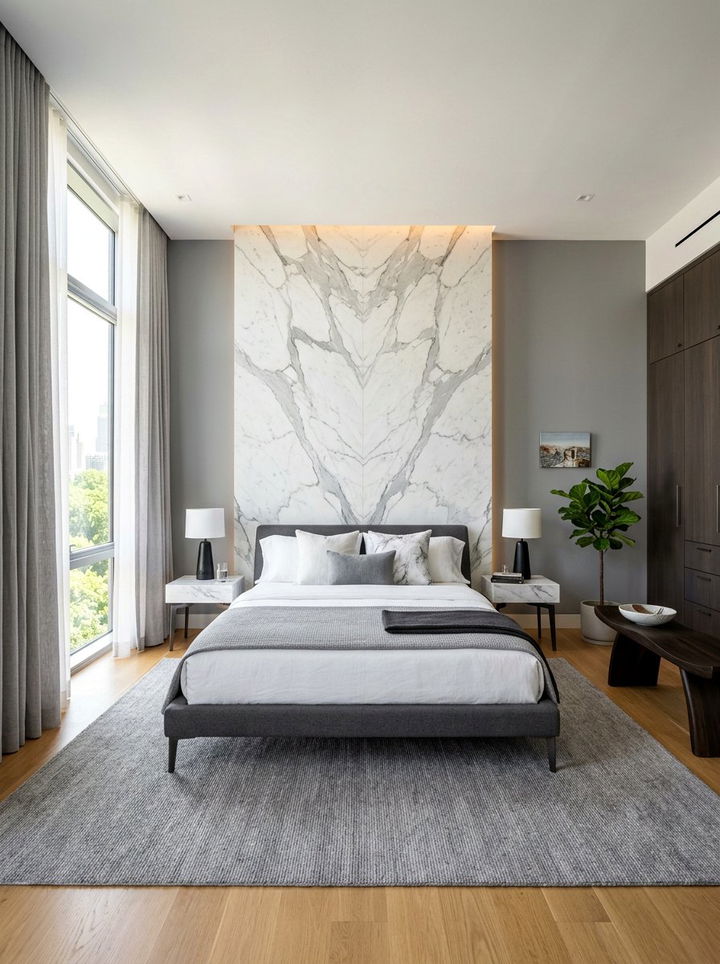 Gray And Marble Minimalist Bedroom - 30 minimalist gray bedroom ideas