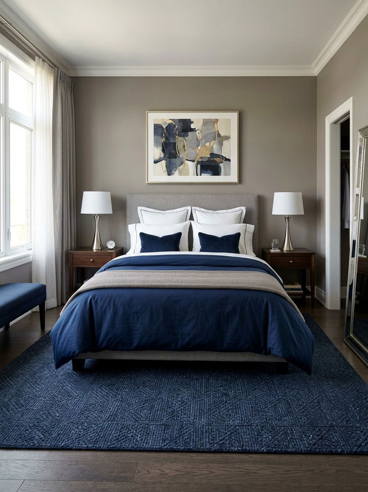 Gray And Navy Bedroom - 30 warm gray bedroom ideas