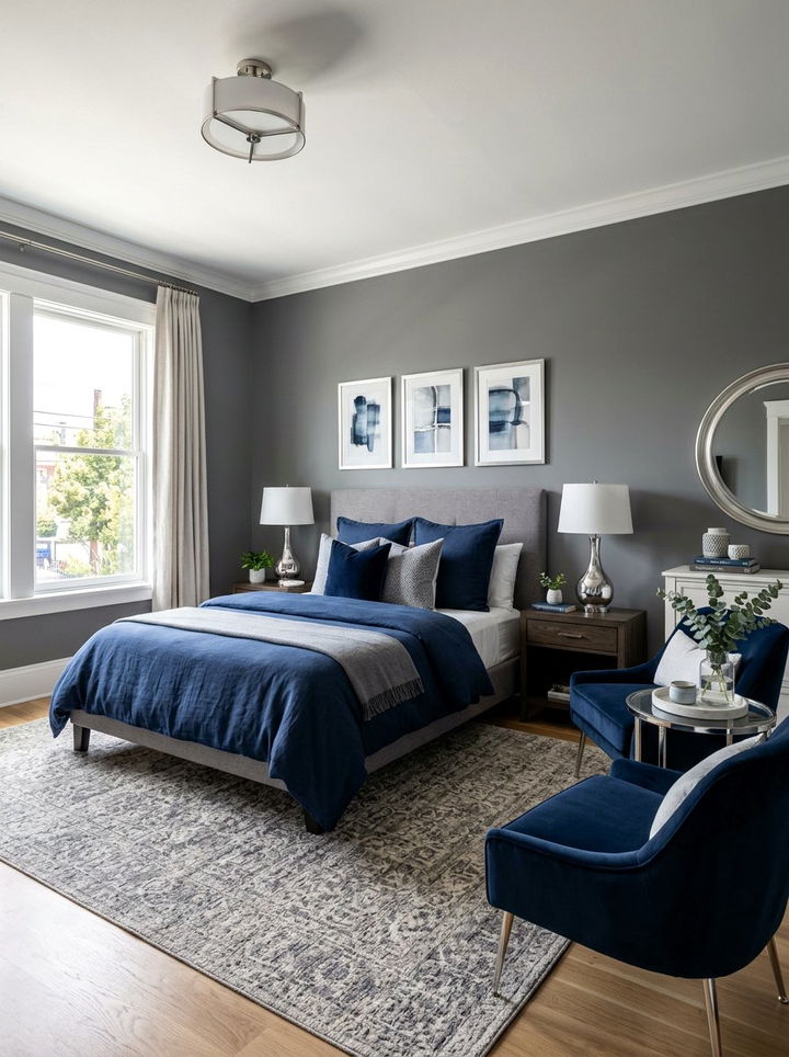 Gray And Navy Blue Bedroom - 30 contemporary gray bedroom ideas