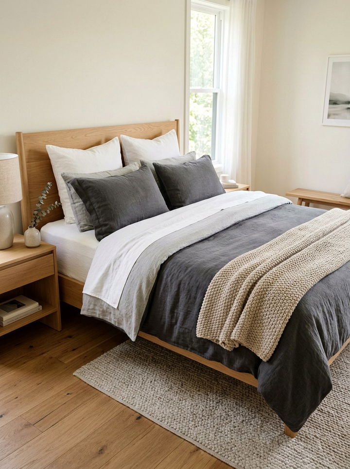 Gray And White Bedding - 30 scandinavian bedroom ideas