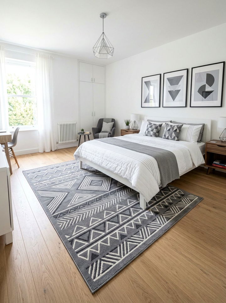 Gray And White Geometric Bedroom - 30 gray and white bedroom ideas