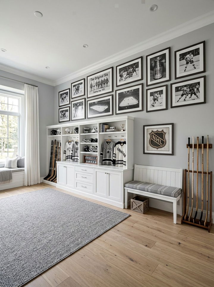 Gray And White Hockey Room - 30 hockey bedroom ideas