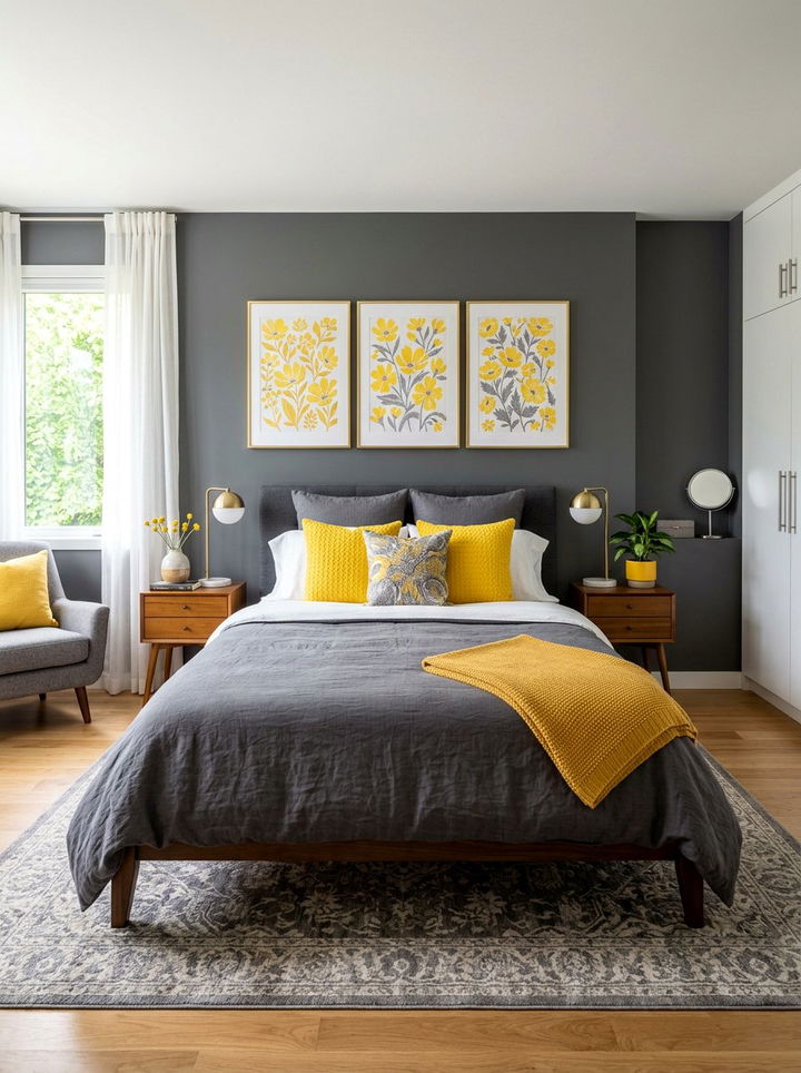 Gray And Yellow Bedroom - 30 cool gray bedroom ideas