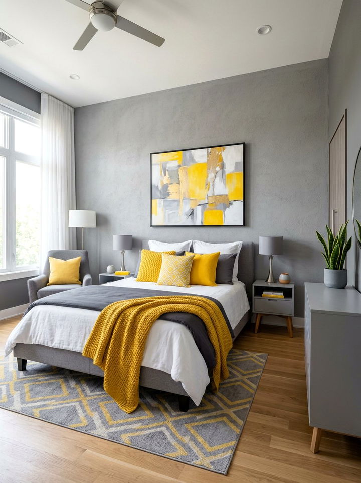 Gray And Yellow Modern Bedroom - 30 contemporary gray bedroom ideas