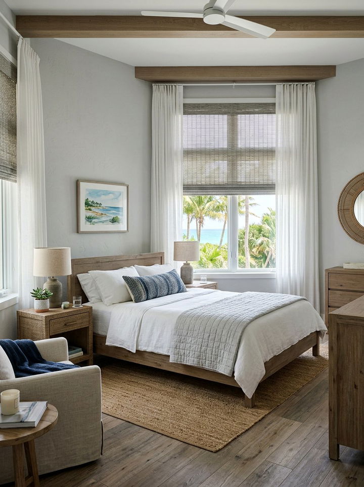 Gray Coastal Bamboo Shade Bedroom - 30 coastal gray bedroom ideas