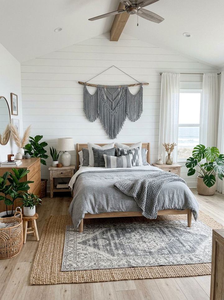 Gray Coastal Boho Bedroom - 30 coastal gray bedroom ideas