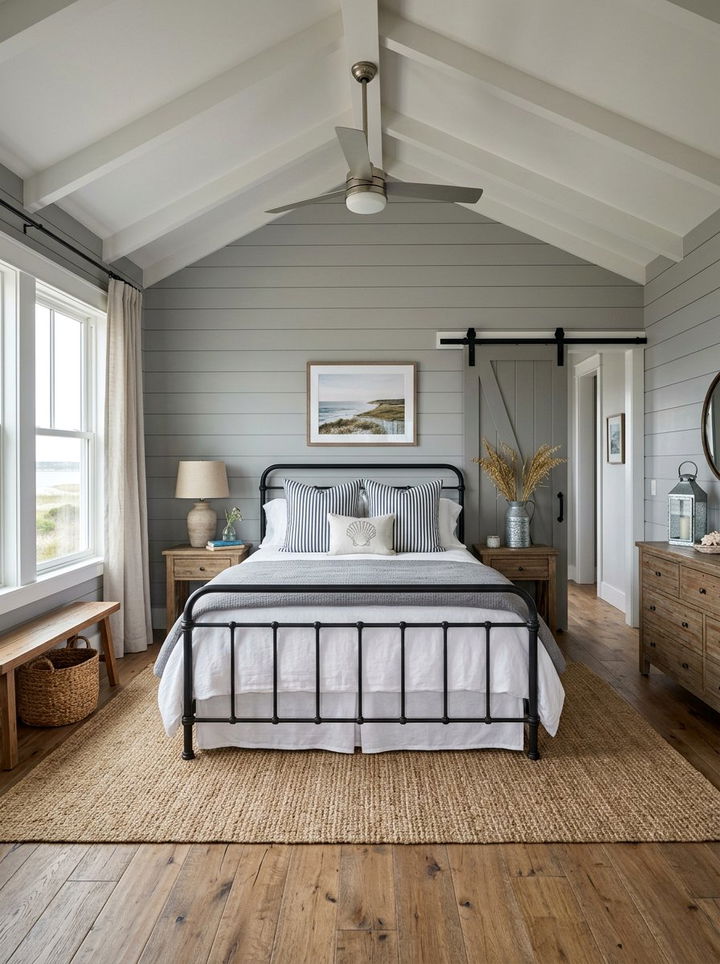 Gray Coastal Farmhouse Bedroom - 30 coastal gray bedroom ideas