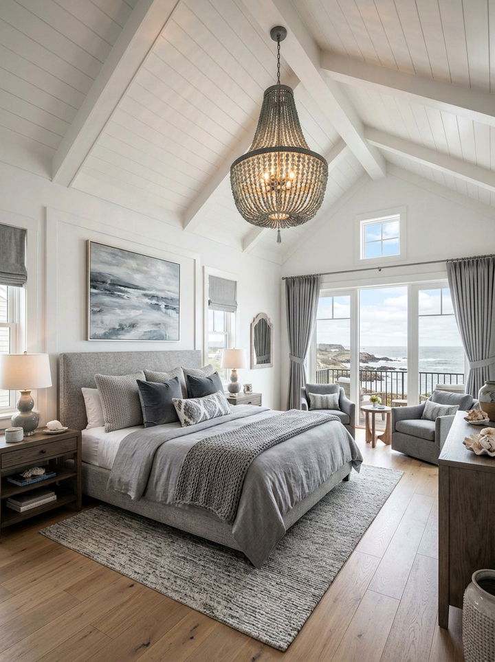 Gray Coastal Statement Lighting Bedroom - 30 coastal gray bedroom ideas