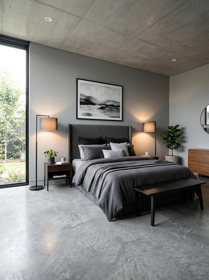 Gray Concrete Floor Bedroom - 30 bedroom concrete floors