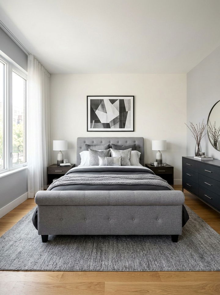 Gray Fabric Sleigh Bed - 30 bedroom sleigh beds