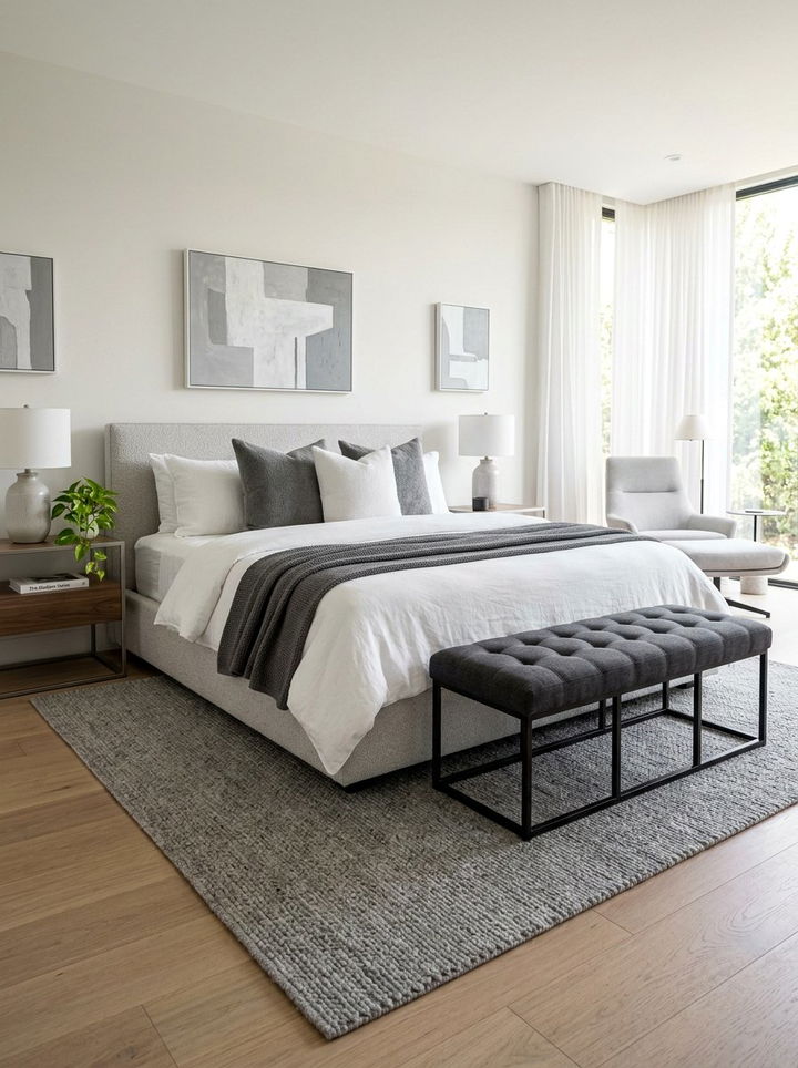 Gray Fabric Stool - 30 bedroom stools