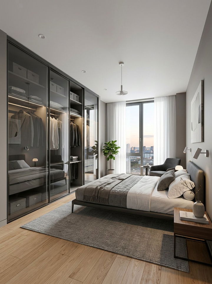 Gray Glass Wardrobe Bedroom - 30 modern gray bedroom ideas