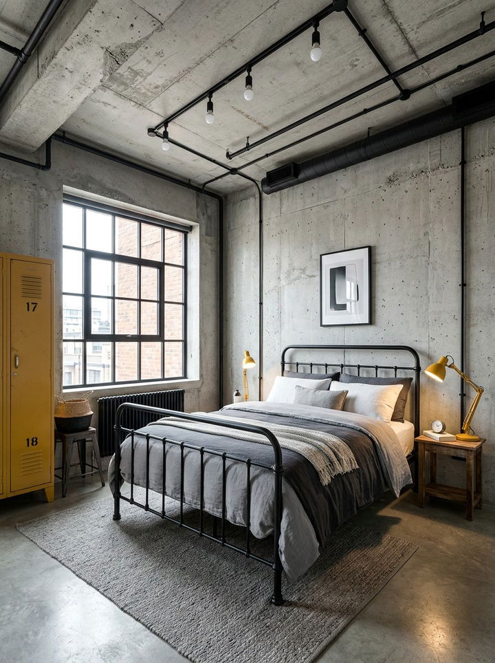Gray Industrial Bedroom Mustard Accents - 30 mustard and gray bedroom ideas