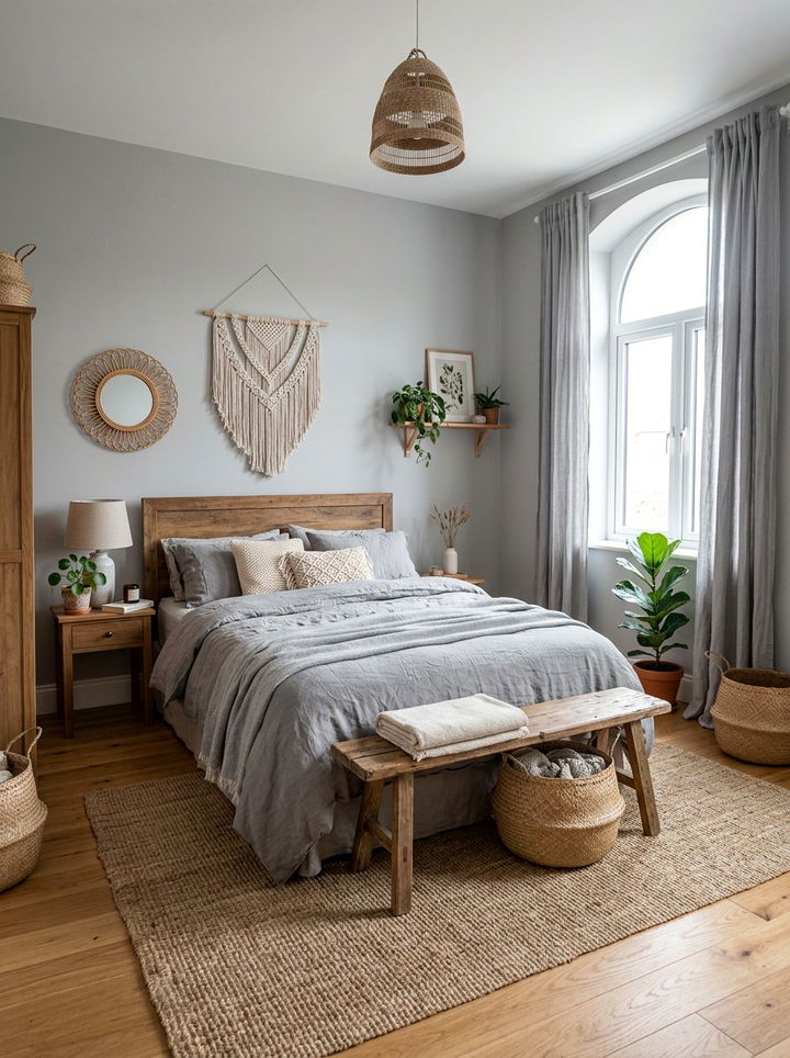 Gray Linen Boho Bedroom - 30 bohemian gray bedroom ideas