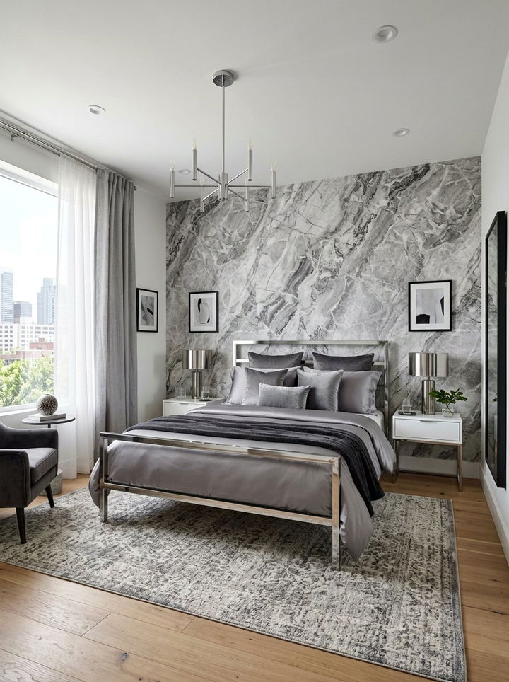 Gray Marble Texture Wallpaper - 30 bedroom peel and stick wallpapers