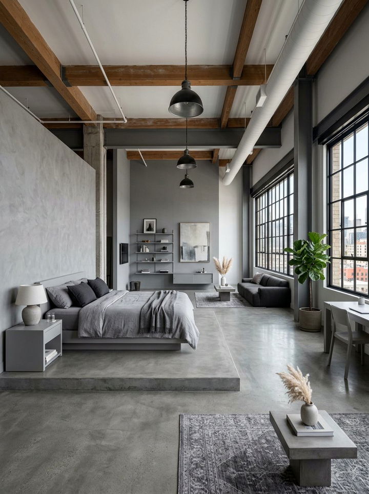 Gray Minimalist Loft Bedroom - 30 minimalist gray bedroom ideas