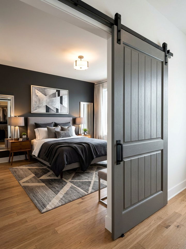Gray Paneled Barn Door - 30 bedroom barn doors