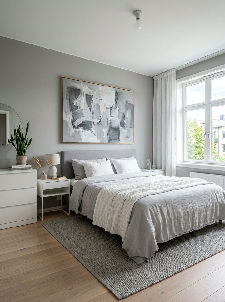 Gray Scandinavian Bedroom Abstract Art - 30 scandinavian gray bedroom ideas