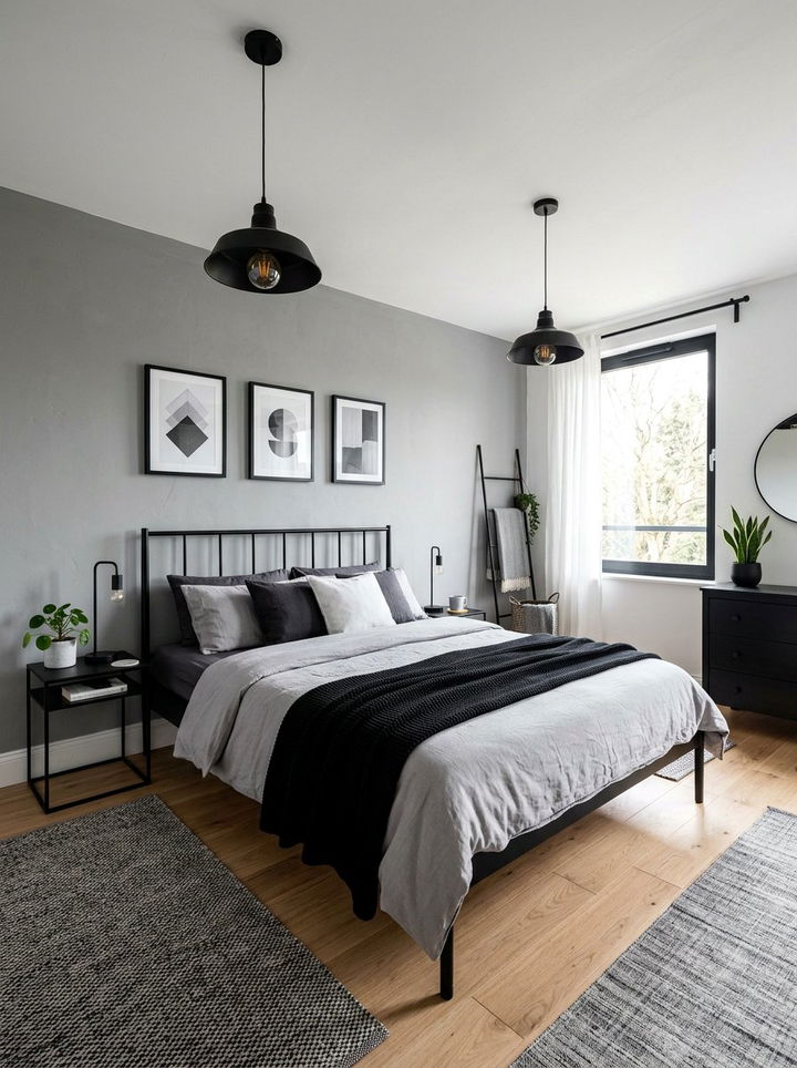 Gray Scandinavian Bedroom Black Accents - 30 scandinavian gray bedroom ideas