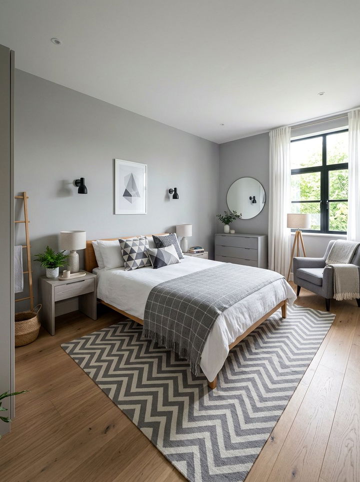 Gray Scandinavian Bedroom Geometric Patterns - 30 scandinavian gray bedroom ideas