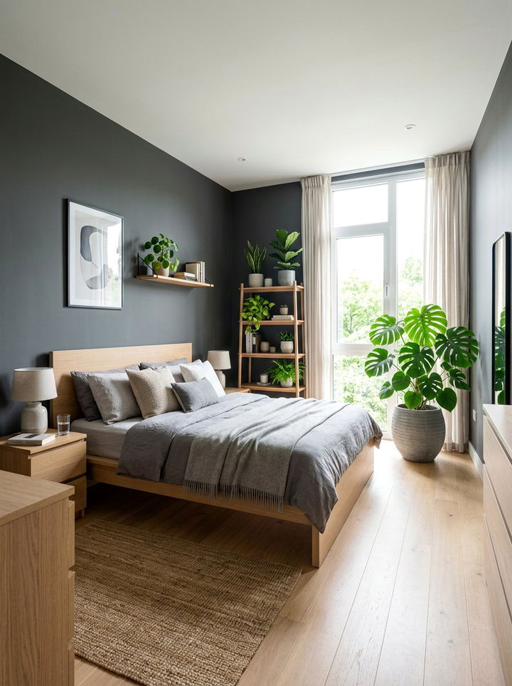 Gray Scandinavian Bedroom Green Plants - 30 scandinavian gray bedroom ideas