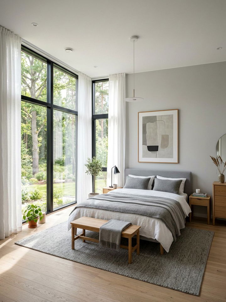 Gray Scandinavian Bedroom Large Windows - 30 scandinavian gray bedroom ideas
