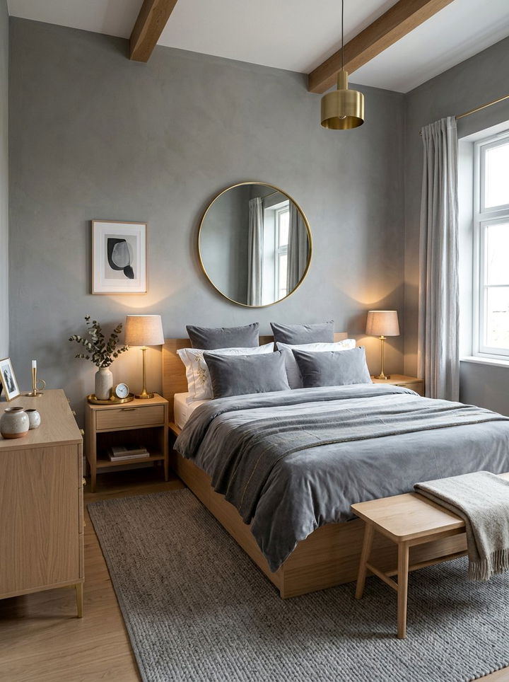 Gray Scandinavian Bedroom Metallic Accents - 30 scandinavian gray bedroom ideas