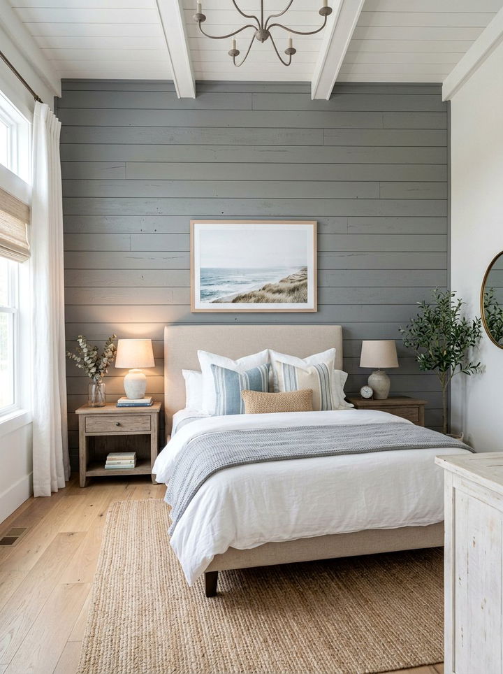 Gray Shiplap Wall - 30 gray bedroom decor ideas