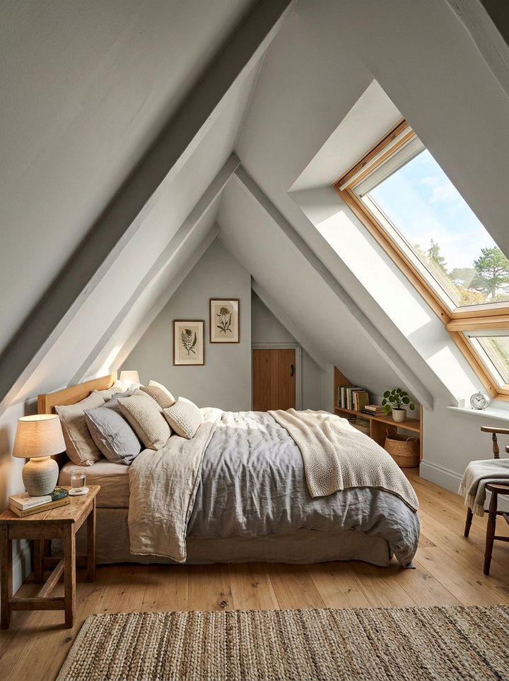 Gray Slanted Ceiling - 30 bedroom gray walls