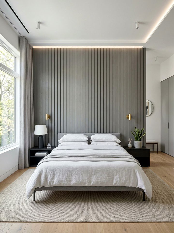Gray Slat Wall Bedroom - 30 modern gray bedroom ideas