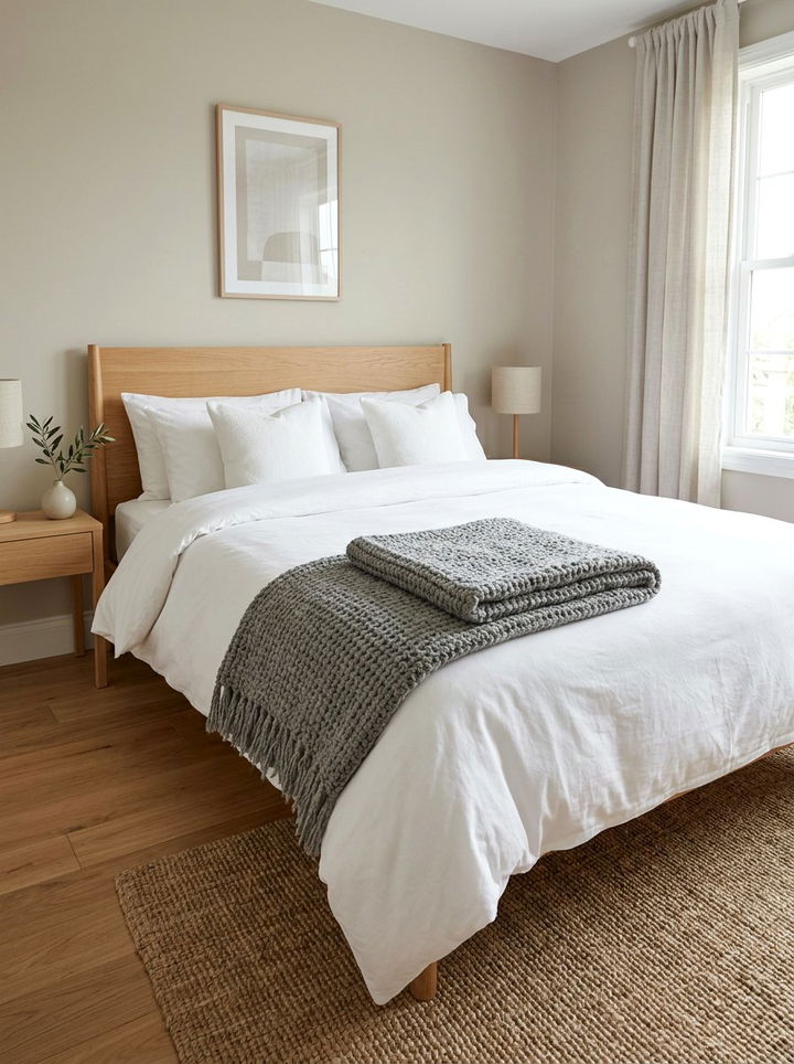 Gray Textured Throw - 30 Scandinavian minimalist bedroom ideas