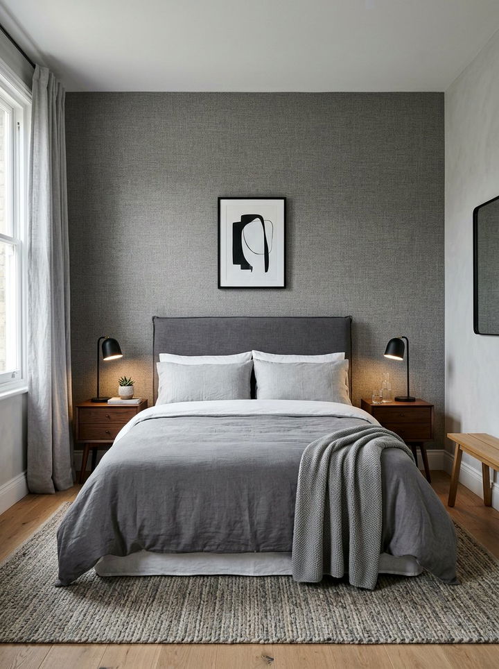 Gray Textured Wallpaper Bedroom - 30 gray bedroom ideas