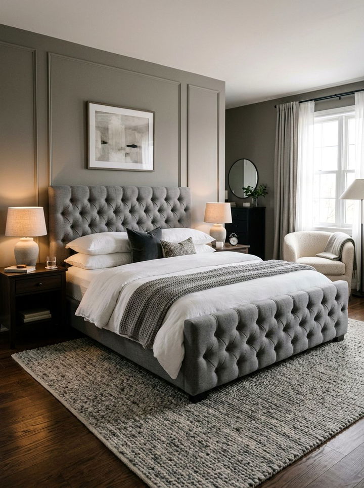 Gray Tufted Bed Frame Bedroom - 30 gray bedroom ideas