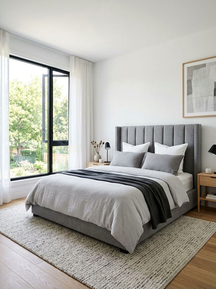 Gray Upholstered Bed - 30 cool gray bedroom ideas