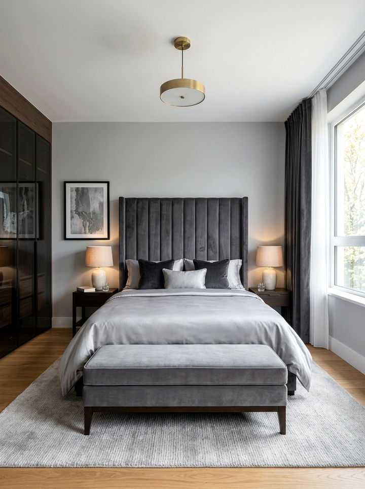 Gray Velvet Bedroom - 30 cool gray bedroom ideas