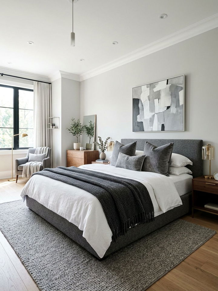 Gray Velvet Throw Pillow - 30 gray bedroom accessories ideas