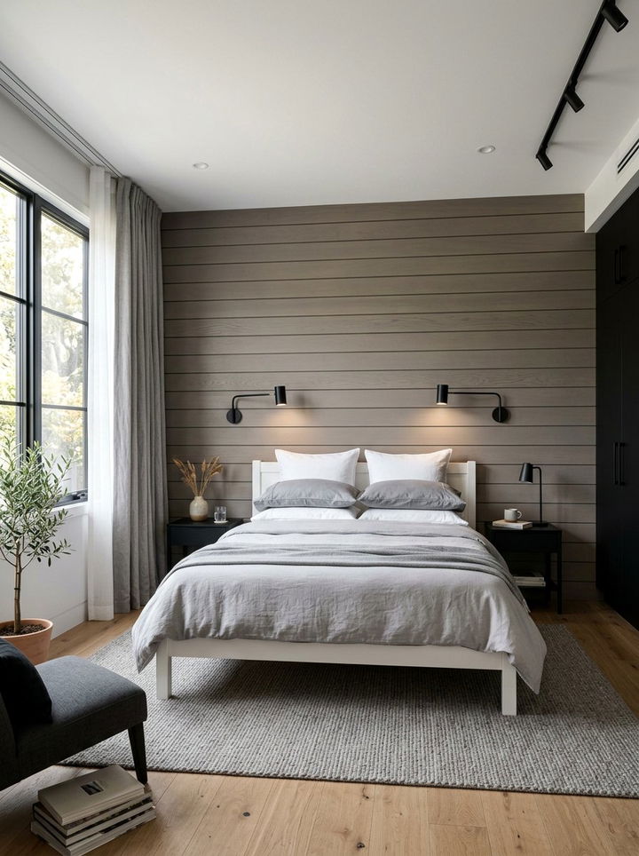 Gray Wall Paneling - 30 warm gray bedroom ideas