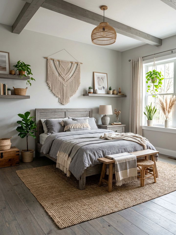 Gray Wood Boho Bedroom - 30 bohemian gray bedroom ideas